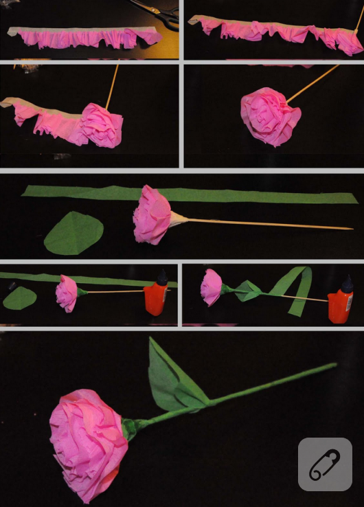 krapon kağıtları ile renkli çiçek yapımı