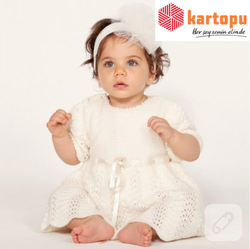 beyaz yün örgü kız bebek elbisesi nasıl yapılır