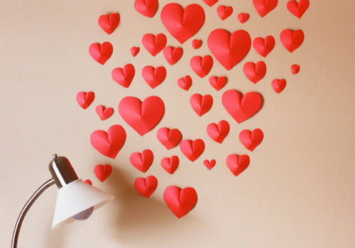 wall-of-paper-hearts